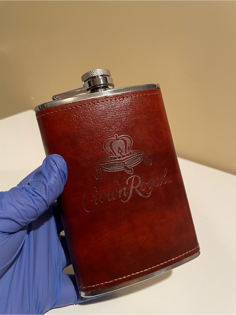 Crown Vintage Brown Leather Crown Royal Flask